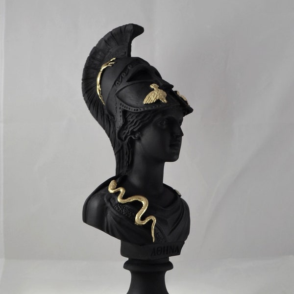 Athena bust greek statue wisdom civilization goddess black gold patina NEW 30 cm (12 inch)