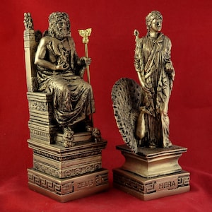 Zeus and Hera Set greek statues king of gods ruler of sky family goddess gold NEW  6,3 inch 16cm