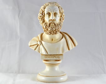 Homer Βust statue grecque Illiad , Odyssée Patine Vieillie 16 cm ( 6,3 pouces )