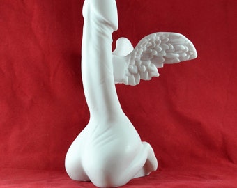 Estatua de sátiro Pan con símbolo fálico, de mármol blanco, 19 cm (7,5 pulgadas).