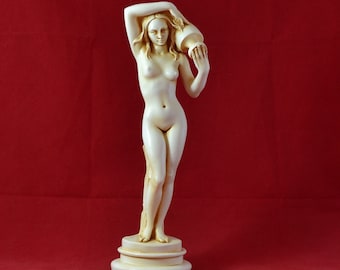 Femme nue avec jarre nue Sculpture Aphrodite Statue Patine vieillie 9 pouces 23 cm