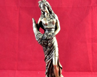 Fortuna Tyche Greek Goddess of Luck, Fate, and Fortune Gold Patina 19,5 cm