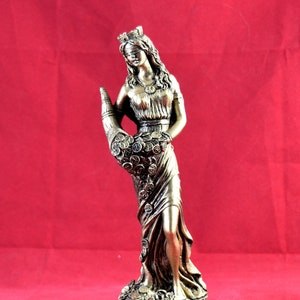 Fortuna Tyche Diosa Griega de la Suerte, el Destino y la Fortuna Pátina Dorada 19,5 cm