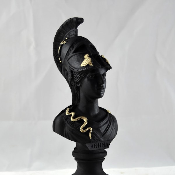 Athena bust greek statue wisdom civilization goddess  black gold patina NEW