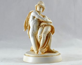 Ares and Aphrodite ( Mars and Venus ) Sculpture Marble Aged patinaStatue 12 cm (4,7 inches)