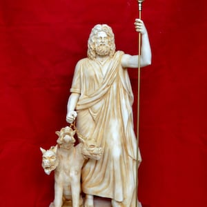 Hades Pluto Underworld King of the Dead @ Riches Cerberus Aged  Statue Patina 24 inches ( 61 cm)