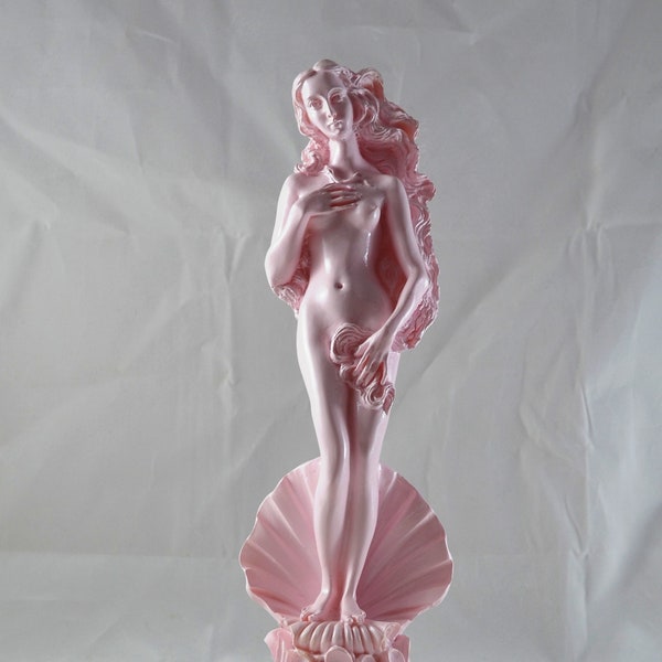 Statue der aufgehenden Venus, griechische Göttin Aphrodite, rosa, 26 cm