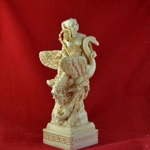 Aphrodite  and Swan greek statue love beauty goddess aged patina  NEW 16 cm
