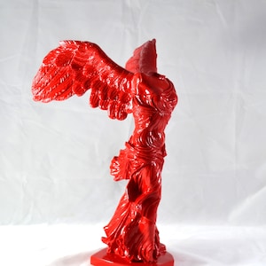 Victory of Samothrace Statue: Red Patina Cast Marble Sculpture (14 inch)