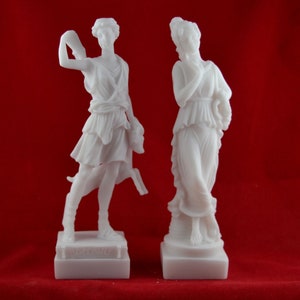 Artemis Diana Goddess and Persephone  Set Greek Statue White  16 cm - 6,5 inch