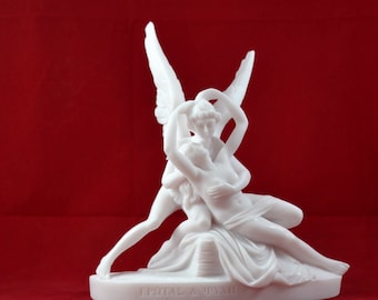 Cupid and Psyche, Love and Soul statue White Greek Mythology  8,3 inch