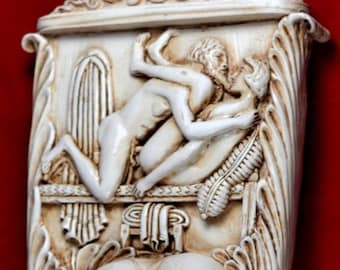 Satyre Pan Miroir phallique sculpture Mythologie grecque Patine