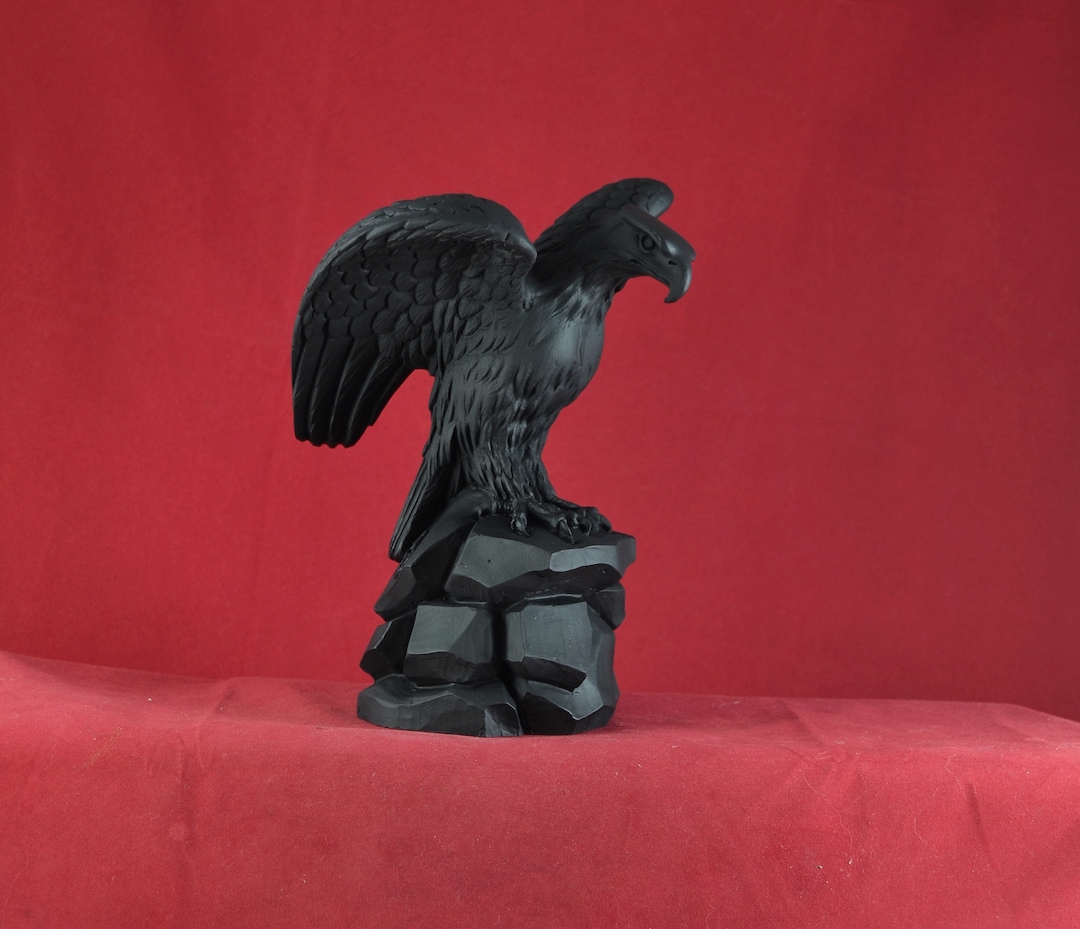 Eagle Statue American Eagle Figure, Bird Sculpture, Marble Black 18 Cm
