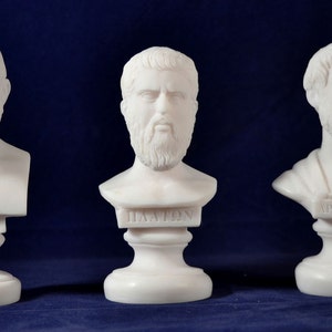 Marble Cast Bust Set: Socrates, Plato, Aristotle - Greek Philosophers