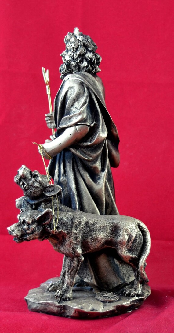 Hades Pluto Underworld King of the Dead @ Riches Cerberus Greek  Statue Patina 