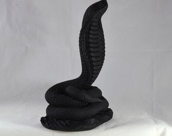 Cobra Serpent Sculpture Grec Animal Marbre Statue noir 26 cm - 10,25 pouces