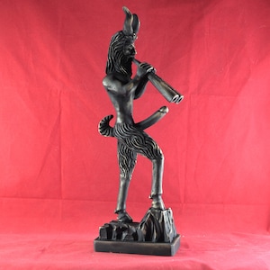 PAN Satyr Greek God of the Wild & Nature Statue Sculpture Figurine Black Gold 12.2 inches image 1