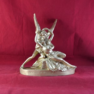 Eros and Psyche, Love and Soul Gold  statue Greek Mythology 8,3 inch (22 cm)