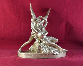 Eros and Psyche, Love and Soul Gold  statue Greek Mythology 8,3 inch (22 cm)