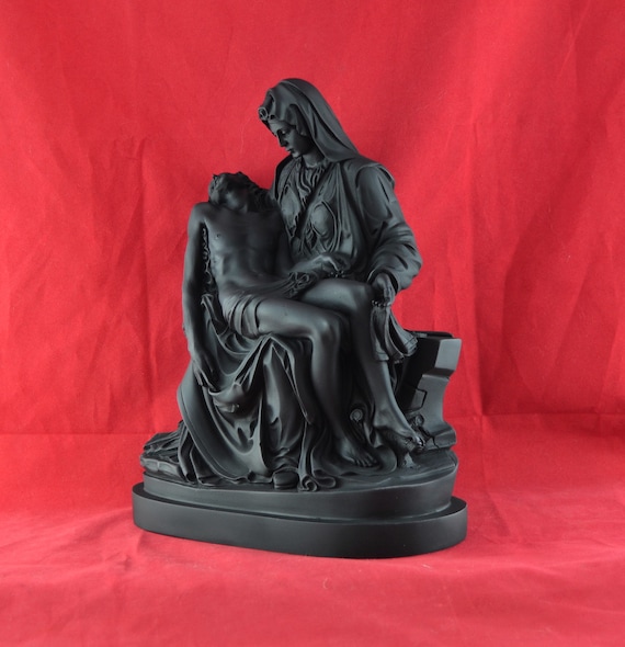 Pieta by Michelangelo Madonna Jesus Statue Sculpture Black