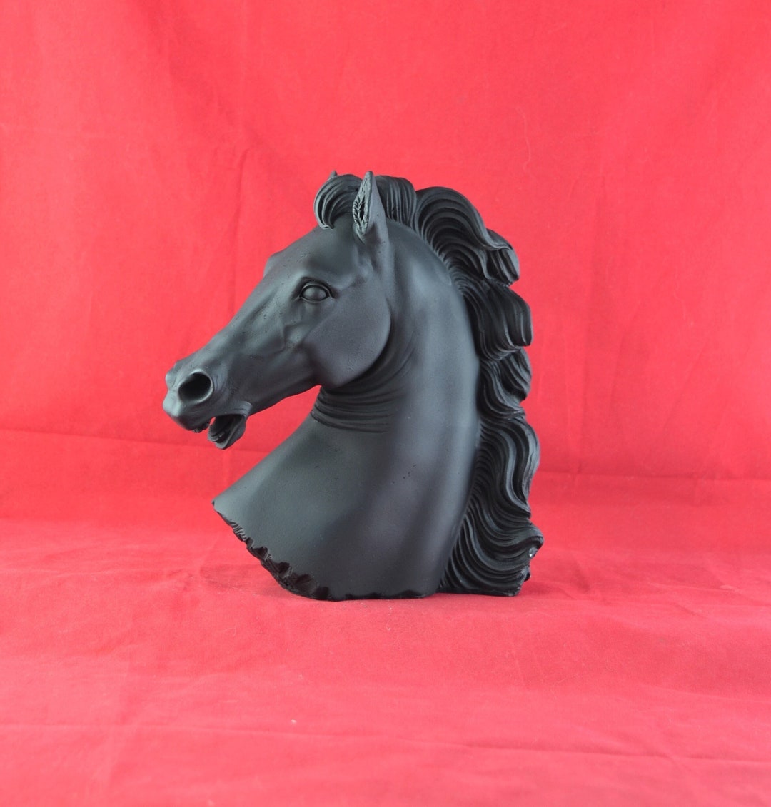 Buy Horse Head Statue Sculpture Symbol Wealth Prosperity Marble Black 20cm 9 Inch Online in