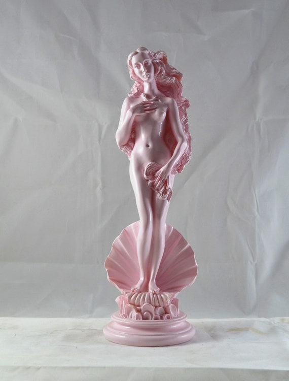 Handmade Venus Statue,Rising  Love Goddess Aphrodite , Pink Altar Sculpture (10 inch 26 cm)