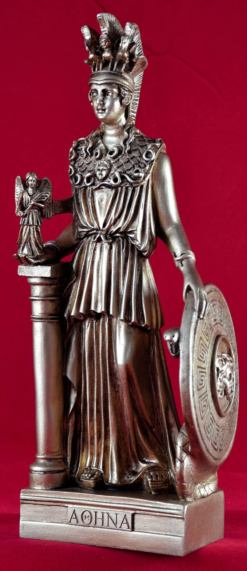 Athena Minerva pallas greek statue figure NEW patina gold New | Etsy