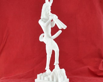 PAN - Satyr- Greek God of the Wild & Nature Statue Sculpture Figurine White  12.2 inches