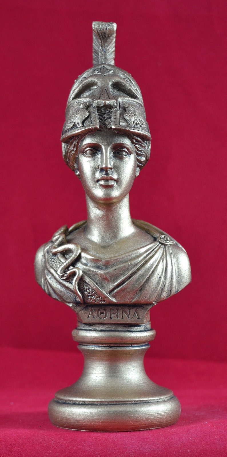 Athena bust greek statue wisdom civilization goddess gold image 1