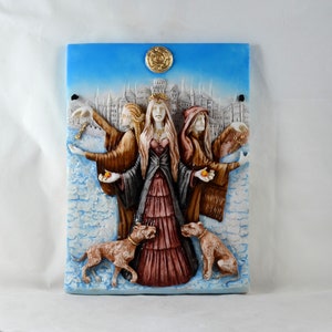 Hecate Magic Witch Goddess Hekate relief  colour statue  23 cm 9 inches