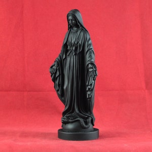 Virgin Mary Sculpture Madonna Marble Greek Black Patina Religious Statue 17 cm 6,7 inches image 3