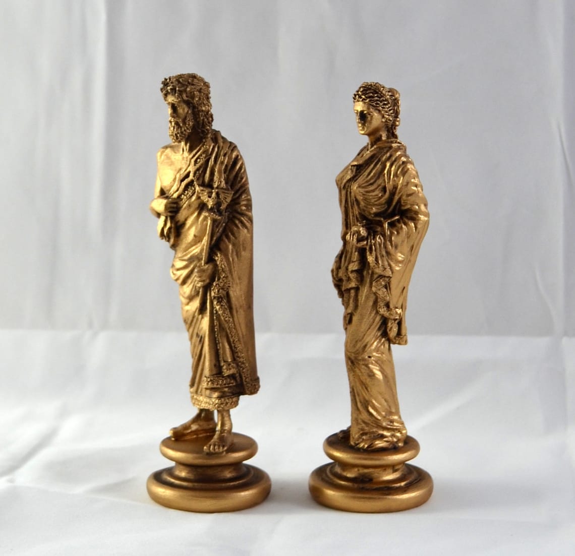 Zeus and Hera Set gold patina greek statue god NEW Free image 1