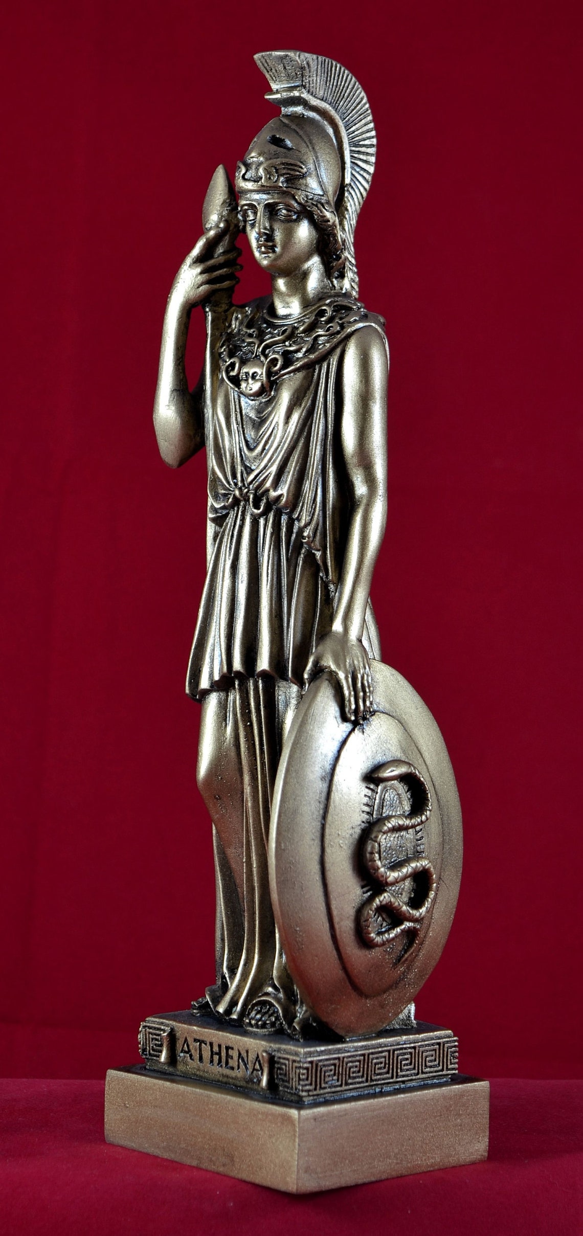 Athena Wisdom Goddess Greek Mythology Gold Patina statue 10 image 5