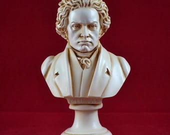 Busto de Beethoven, estilo griego, con pátina antigua, 16 cm (6,3 pulgadas).