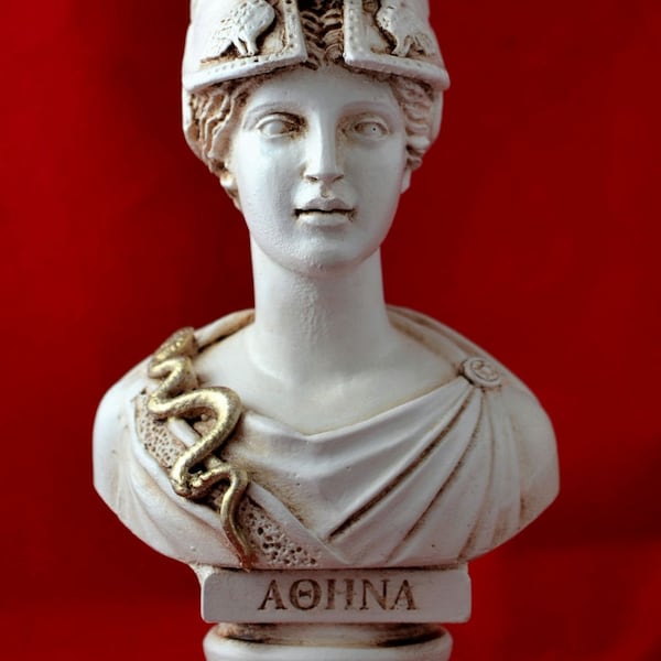 Athena Büste griechische Statue Weisheit Zivilisation Göttin NEU gealtert