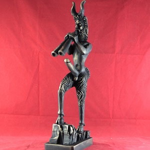PAN Satyr Greek God of the Wild & Nature Statue Sculpture Figurine Black Gold 12.2 inches image 2