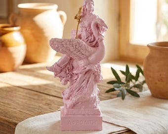 Handgemaakt Venusbeeld, rijzende liefdesgodin Aphrodite, roze altaarsculptuur (6,3 inch 16 cm)