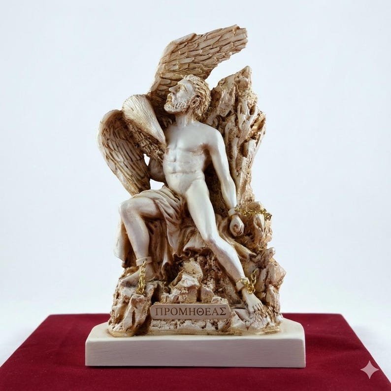 Prometheus Stone Design Prometheus Statue, Stone Age Patina – Greek Mythology Bound Titan ...