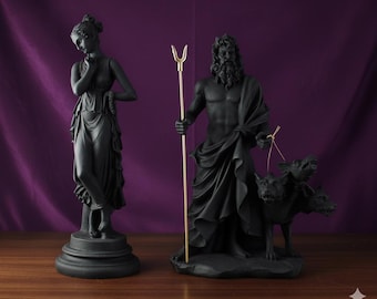 Perséfone, diosa reina del inframundo y Hades, estatua de la mitología griega negra de 10 pulgadas