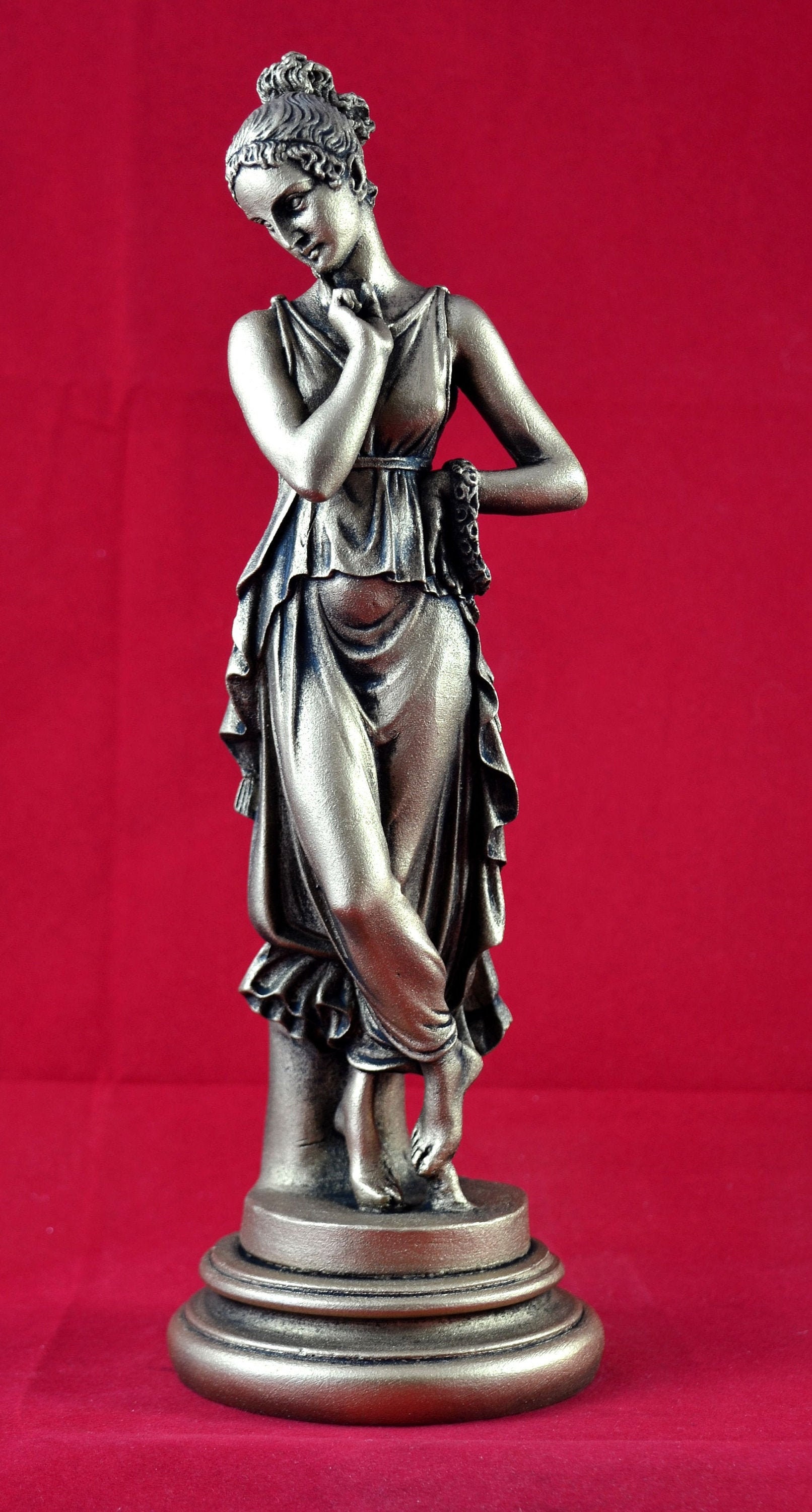 Persephone Goddess Queen of the Underworld Gold Patina greek  statue 10 inches