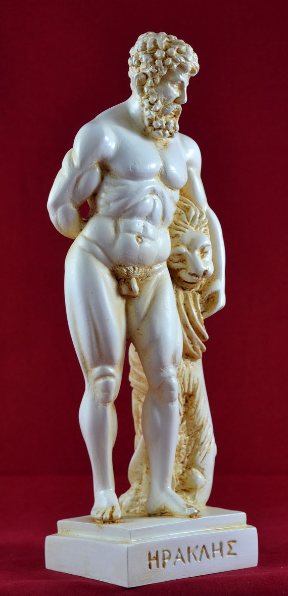 Hercules Nemean lion  Nude Male Alabaster Statue Sculpture  NEW mythology 