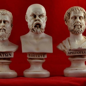 Socrates, Plato, Aristoteles buste Griekse grote filosofen patina set NIEUW Gratis verzending-tracking
