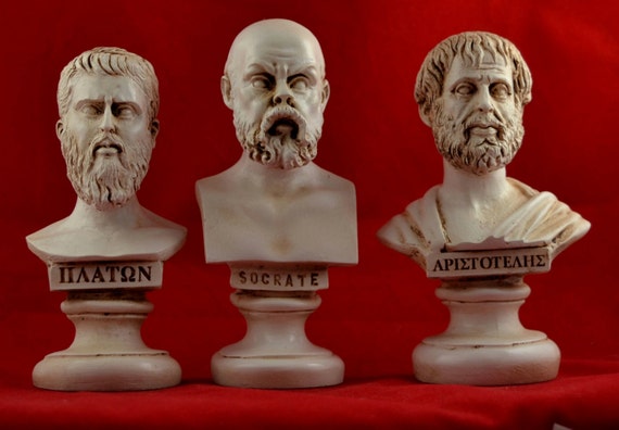 Marble Cast Bust Set: Socrates, Plato, Aristotle - Greek Philosophers