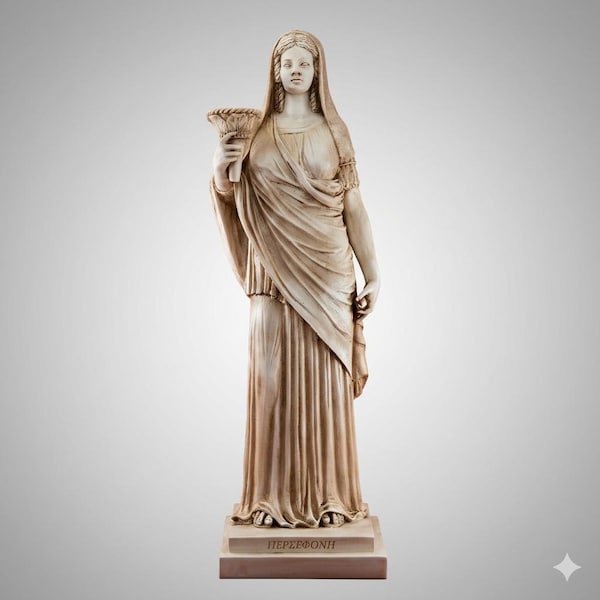 Estátua de Perséfone, Rainha do Submundo e Deusa da Vegetação, em estilo grego, tamanho grande (25 polegadas).