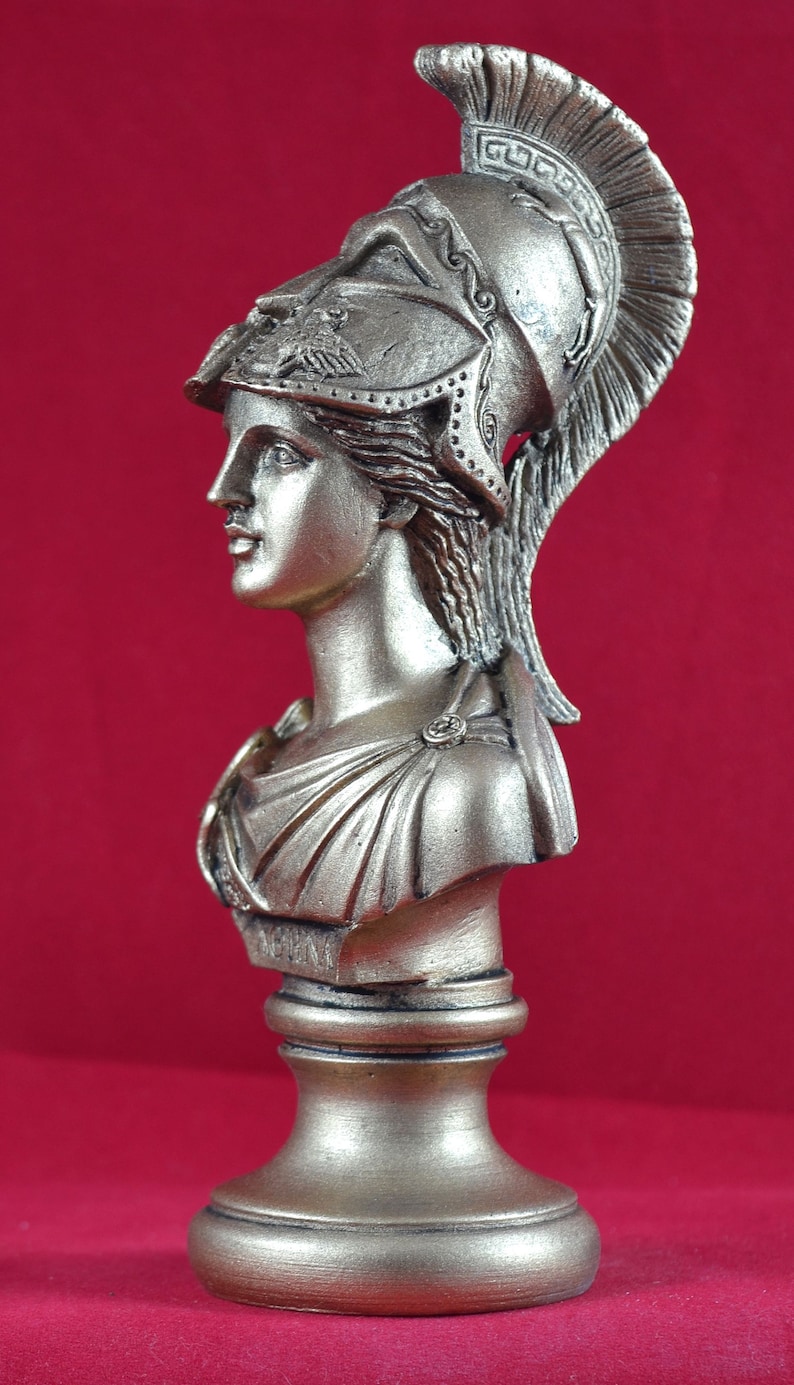 Athena bust greek statue wisdom civilization goddess gold image 2