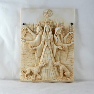 Hecate Magic Witch Goddess Hekate relief  patina statue  23 cm 9 inches