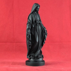 Virgin Mary Sculpture Madonna Marble Greek Black Patina Religious Statue 17 cm 6,7 inches image 2