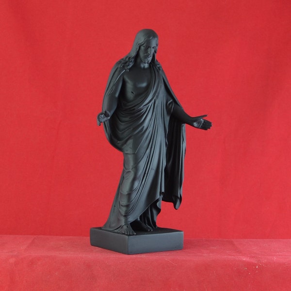 Jesus Statue Christ Sculpture  Marble Greek Black Patina Religious Statue 18,5 cm (7,3 inches)