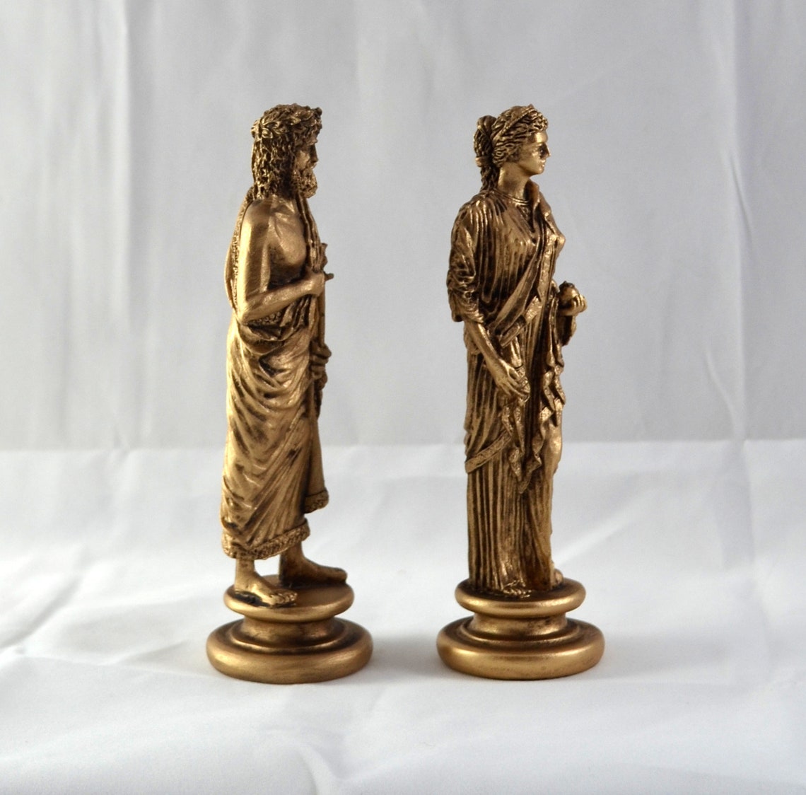 Zeus and Hera Set gold patina greek statue god NEW Free image 2