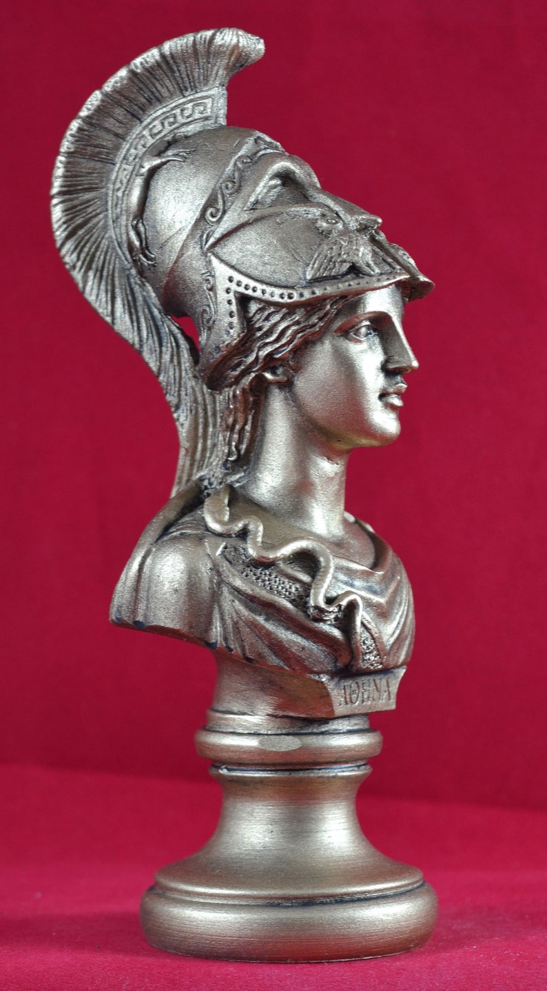 Athena bust greek statue wisdom civilization goddess gold image 0